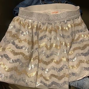 Cat and Jack Girls XS 4/5 Silver and Gold Party Skirt